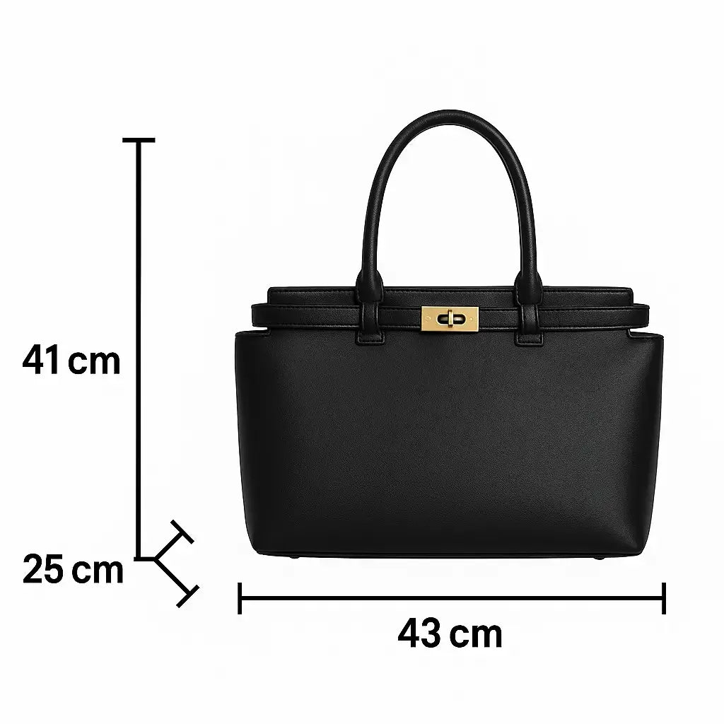 Bolsa Feminina Grande de Couro Preta Amélia