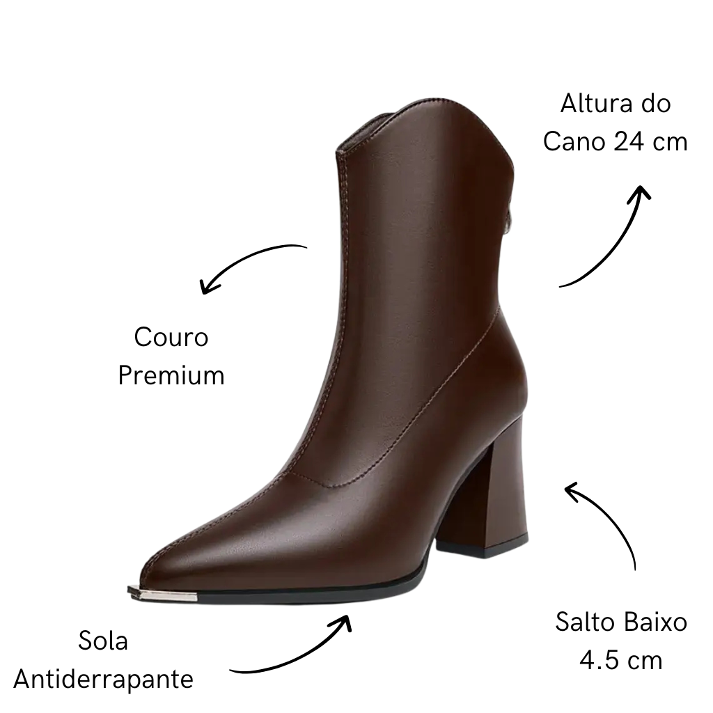 Bota Feminina Cano Curto Marrom Couro