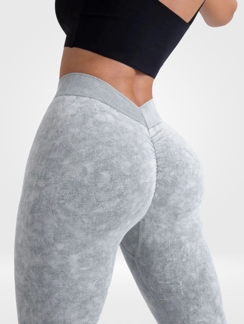 Calça Legging Destonada Efeito Efeito Push-Up Costura em V Modern Lyra - FITNESS