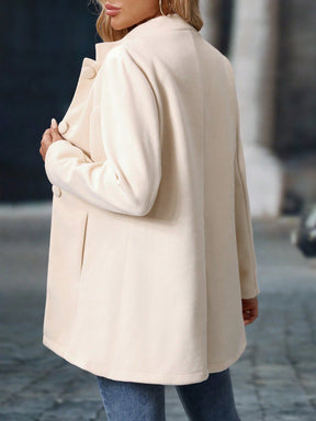 Casaco de Inverno Sobretudo Feminino Lã Batida Elegante