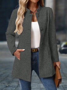 Casaco de Inverno Sobretudo Feminino Lã Batida Elegante