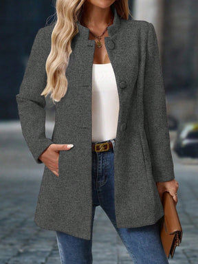 Casaco de Inverno Sobretudo Feminino Lã Batida Elegante