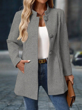 Casaco de Inverno Sobretudo Feminino Lã Batida Elegante