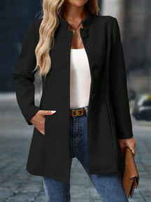 Casaco de Inverno Sobretudo Feminino Lã Batida Elegante