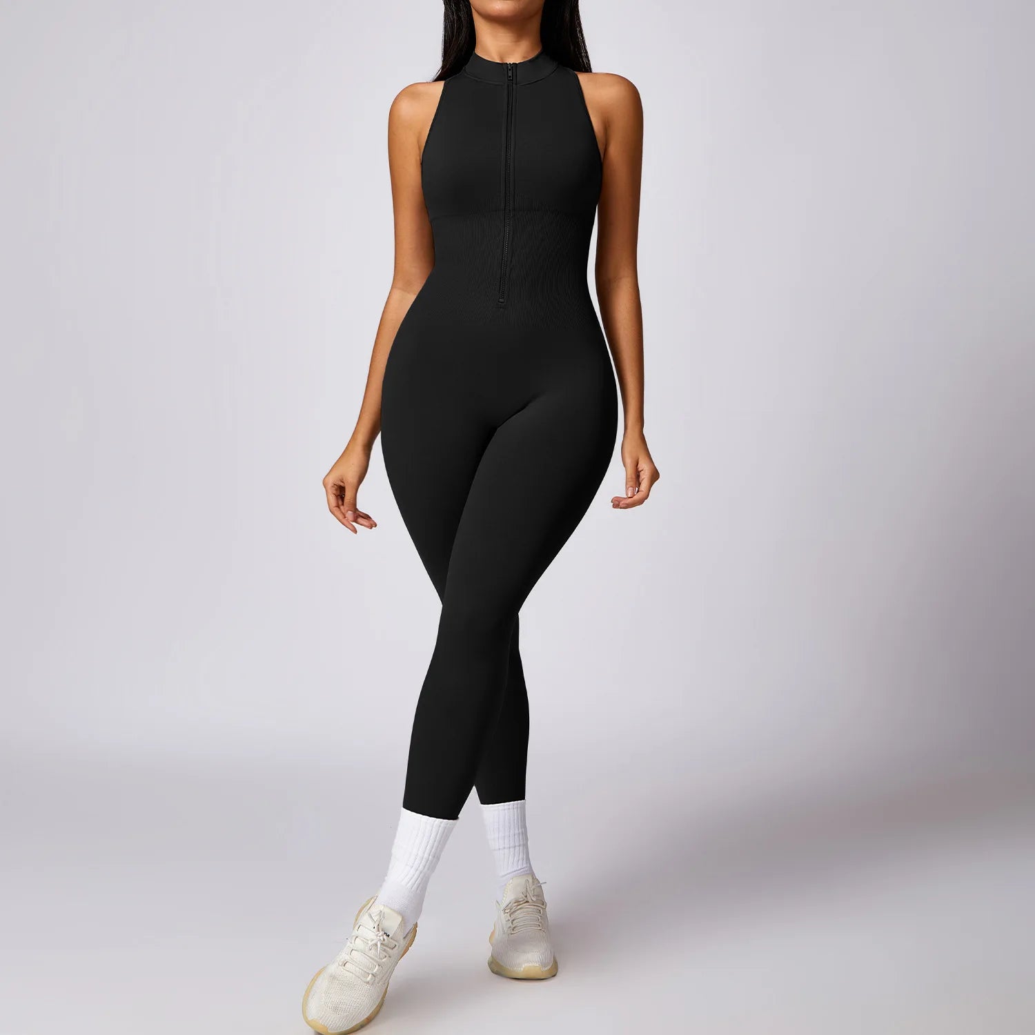 Macacão Longo Esportivo Com Zíper Suit Shape Slim - FITNESS