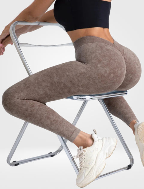 Calça Legging Destonada Efeito Efeito Push-Up Costura em V Modern Lyra - FITNESS