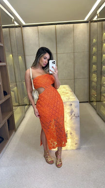 Vestido Larissa Tricot Rendado | Aberto Lateral