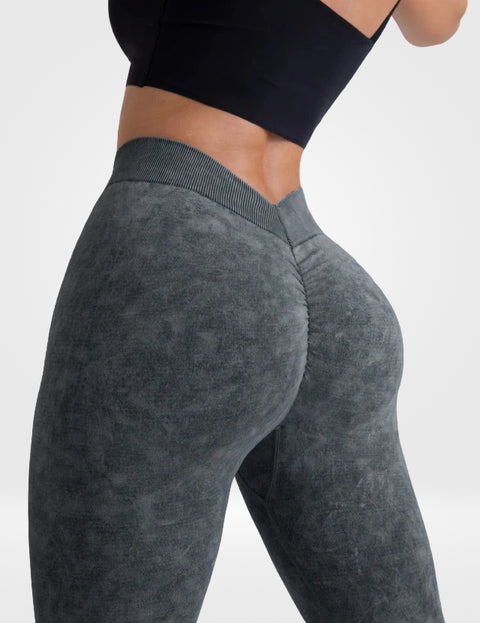 Calça Legging Destonada Efeito Efeito Push-Up Costura em V Modern Lyra - FITNESS