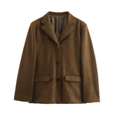 Blazer Feminino Alongado Camurça Marrom