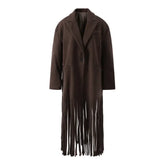 Blazer Feminino Alongado Lã Batida Marrom Far West