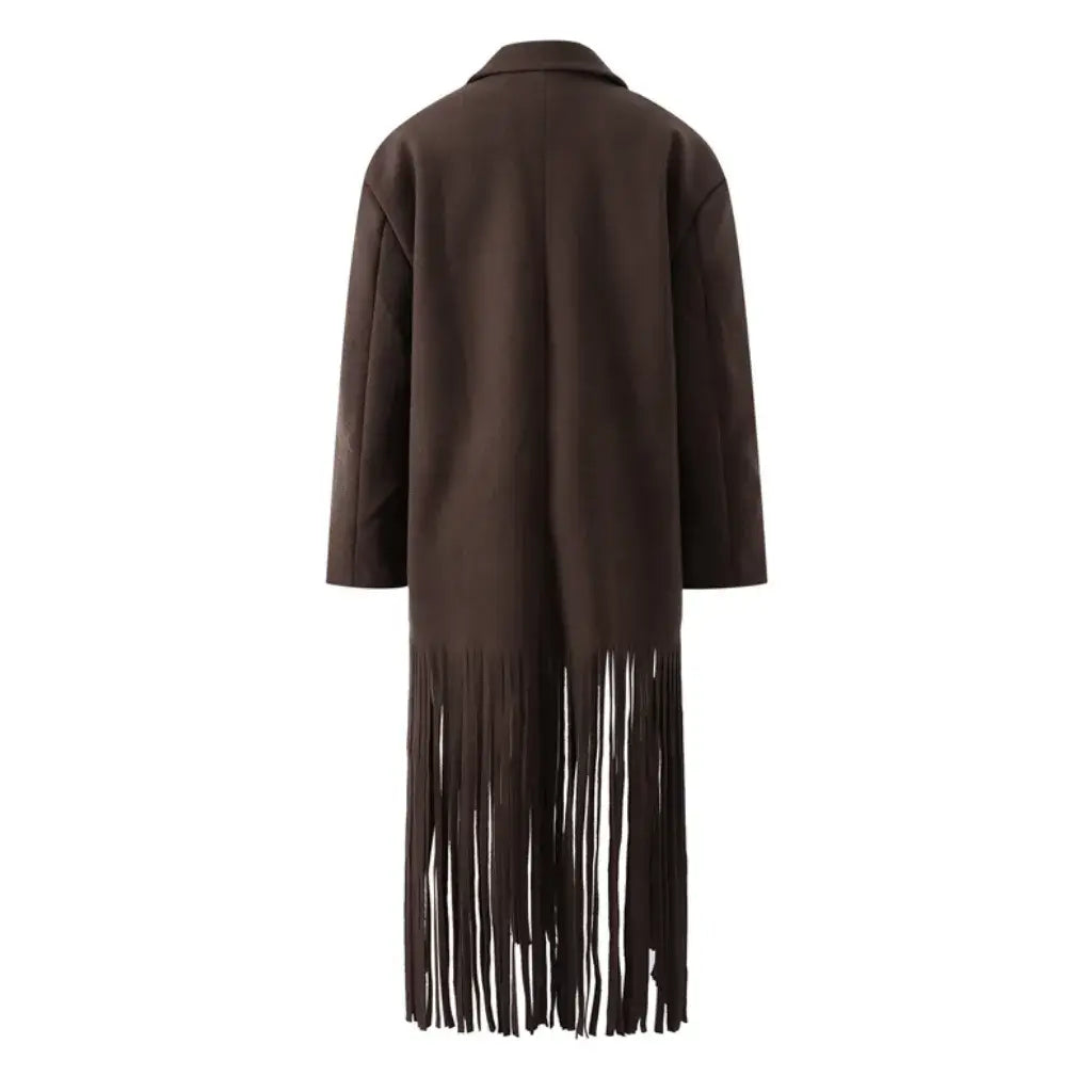 Blazer Feminino Alongado Lã Batida Marrom Far West