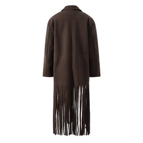 Blazer Feminino Alongado Lã Batida Marrom Far West