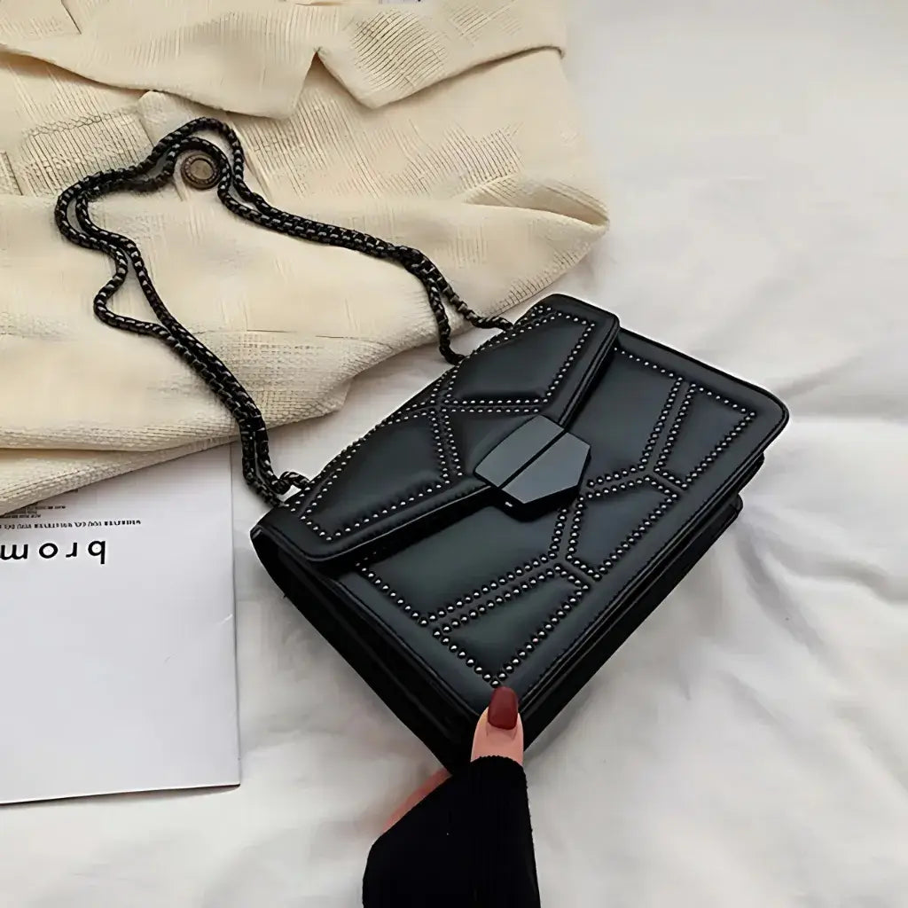 Bolsa Feminina de Couro Preto Modelo Prestige