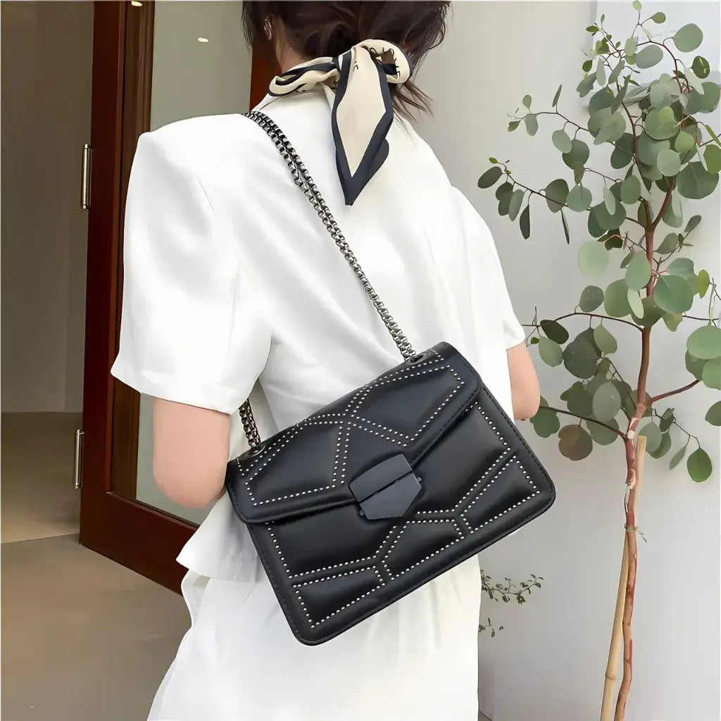 Bolsa Feminina de Couro Preto Modelo Prestige