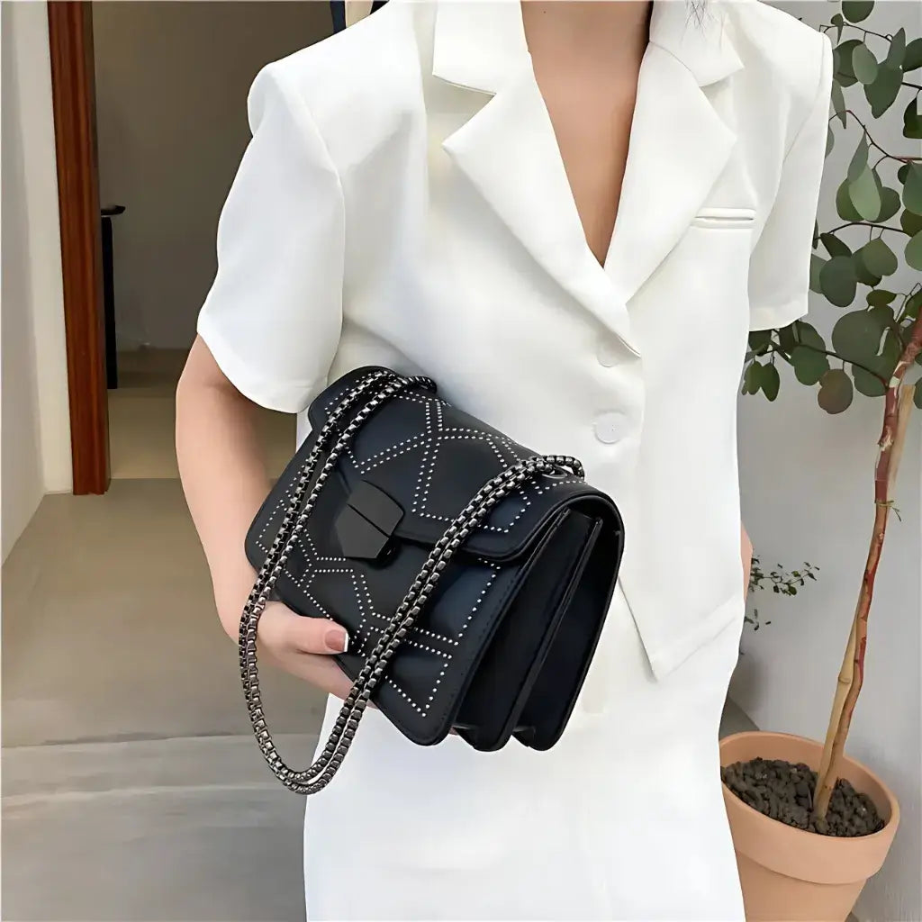 Bolsa Feminina de Couro Preto Modelo Prestige