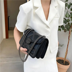Bolsa Feminina de Couro Preto Modelo Prestige