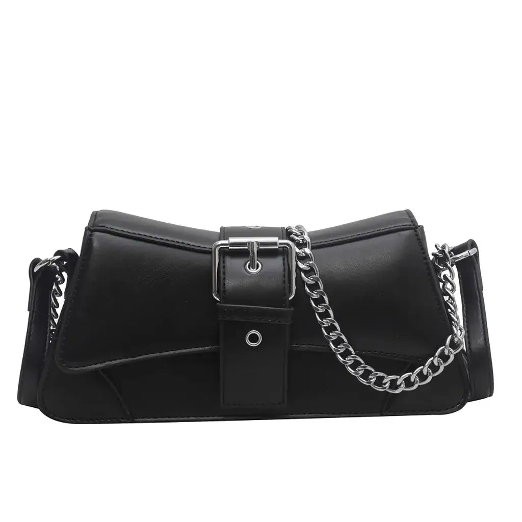 Bolsa Feminina de Couro Preto Modelo Saphira