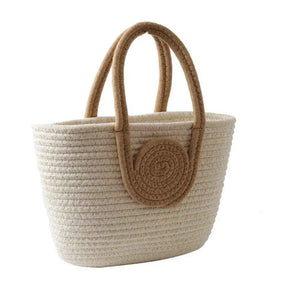 Bolsa de Praia de Palha Modelo Lolla Off White Bege
