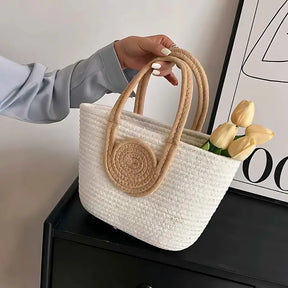 Bolsa de Palha Modelo Lolla Off White Bege