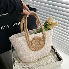 Bolsa de Palha Modelo Lolla Off White Bege