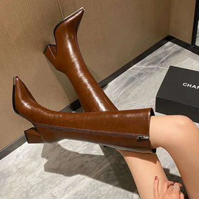 Bota Feminina Cano Longo Marrom Infinity