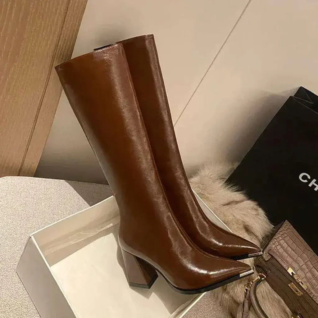 Bota Feminina Cano Longo Marrom Infinity