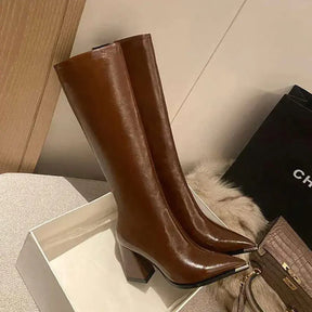 Bota Feminina Cano Longo Marrom Infinity