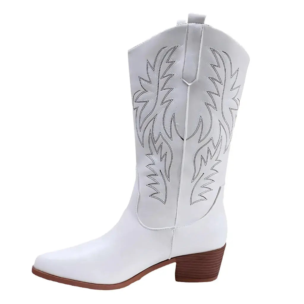 Bota Feminina Texana Branca Western