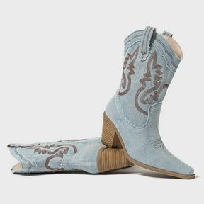 Bota Feminina Texana Jeans Claro Dallas