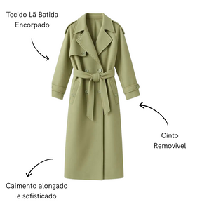 Casaco Longo Feminino Lã Batida
