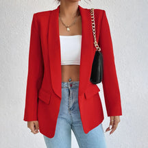 Blazer feminino gola lapela e bolso lateral AB636