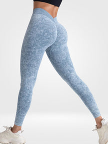 Calça Legging Destonada Efeito Efeito Push-Up Costura em V Modern Lyra - FITNESS