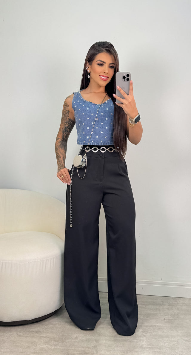 Conjunto Pedraria Hailey - Jeans Escuro